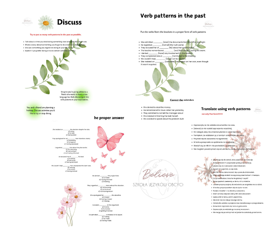 Verb patterns in the past