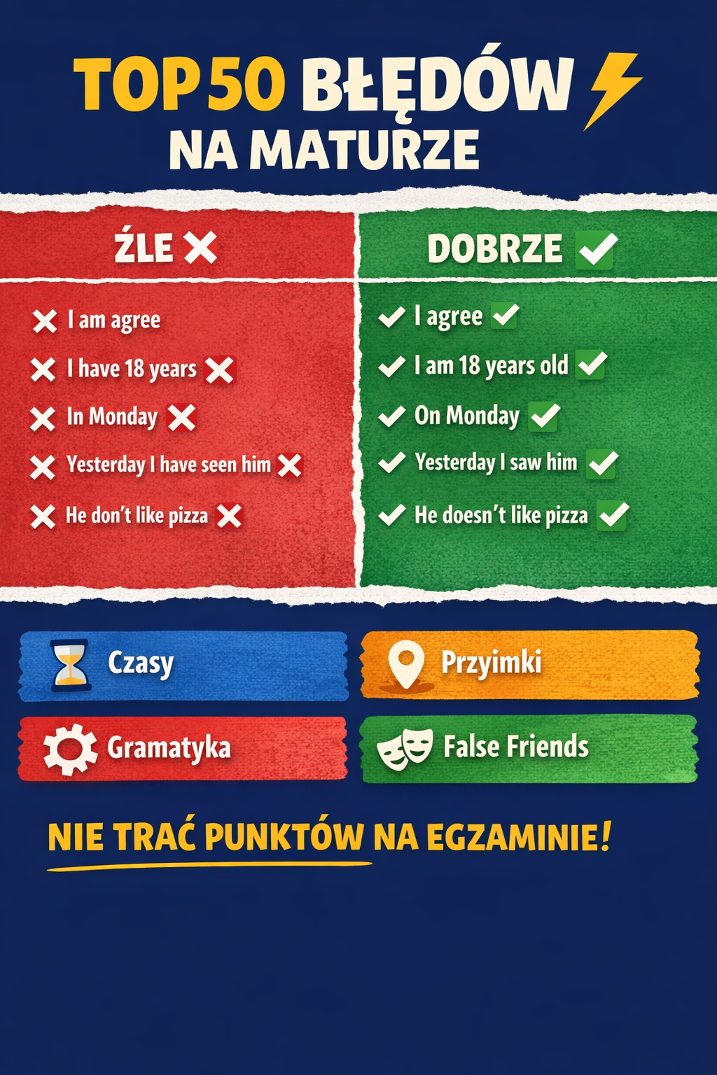 TOP 50 błędów na maturze